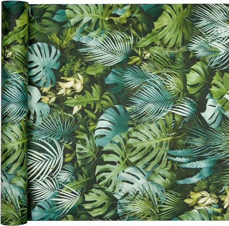 Tapéta zöld, Sűrű minta trópusi levelekből