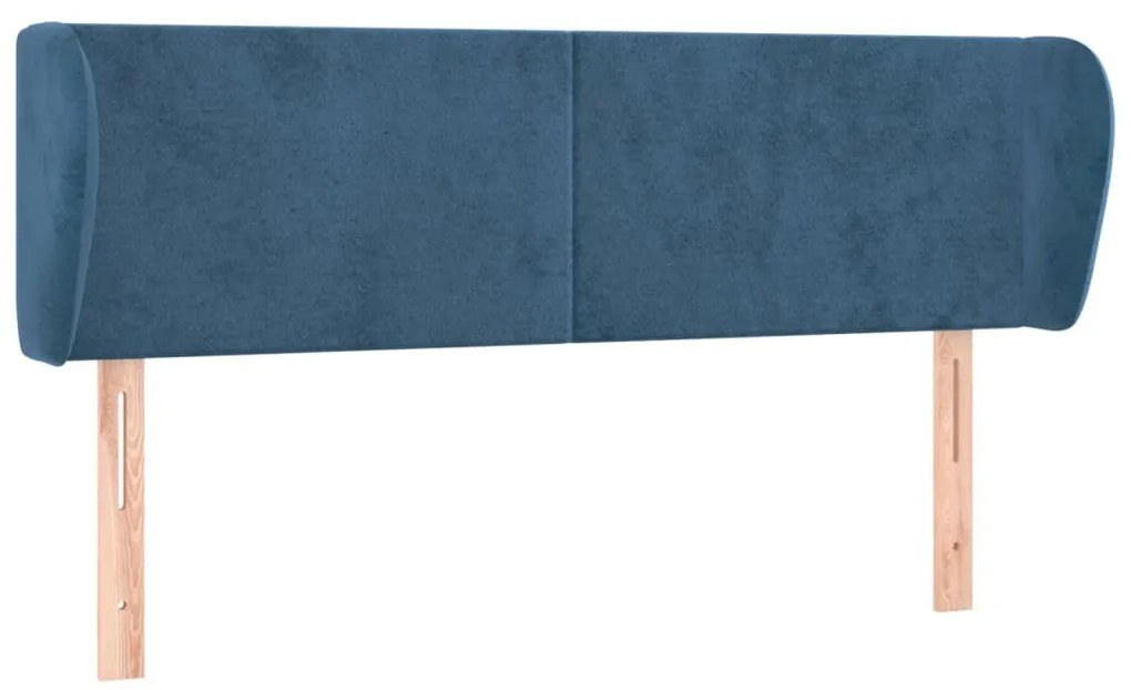sötétkék bársony fejtámla 147x23x78/88 cm