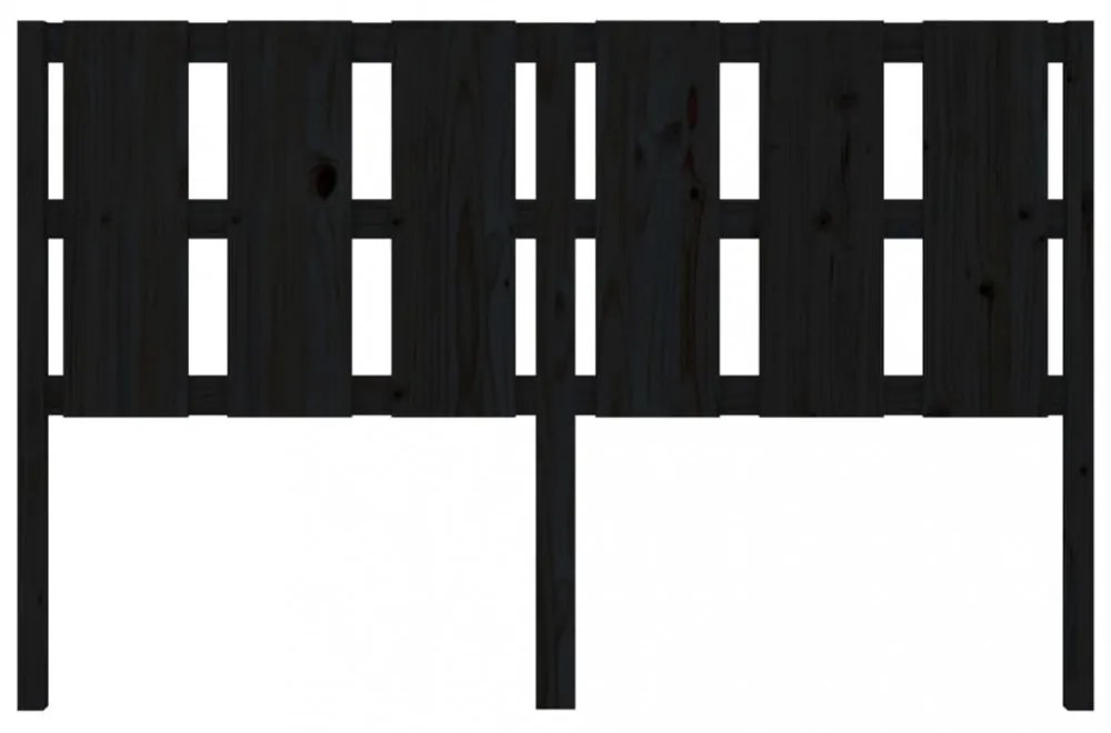 fekete tömör fenyőfa ágyfejtámla 155,5x4x100 cm
