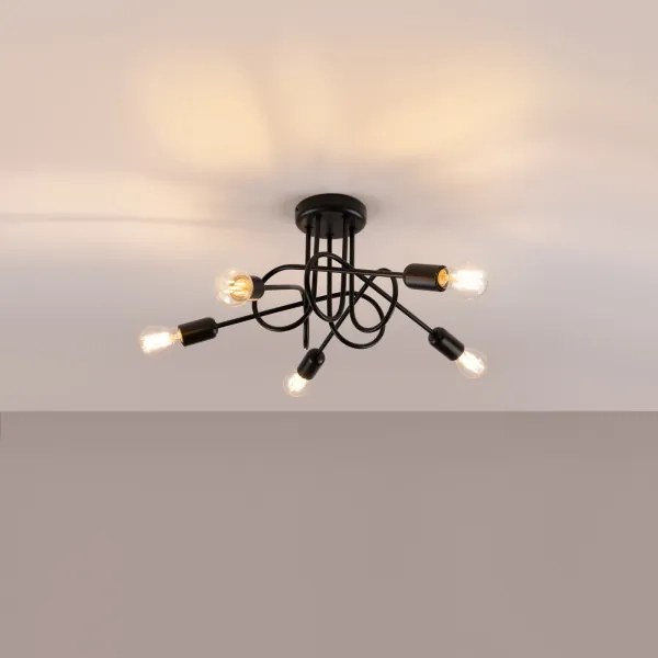 Sollux SL.1435 - Felületre szerelhető csillár LOOP 5xE27/15W/230V fekete