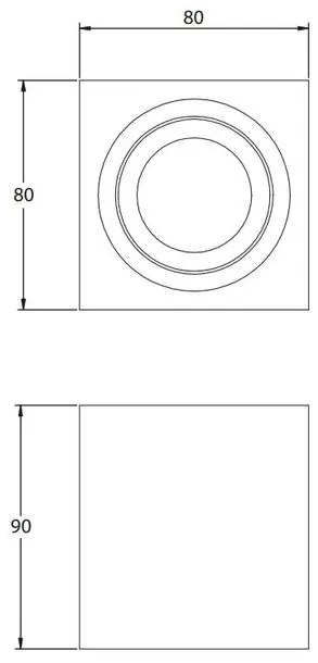 Lámpa Mennyezeti lámpatest AVEIRO BIS, max. 250V, 50/60Hz, 80x80x90mm, IP20, max 20W, négyzet, fehér