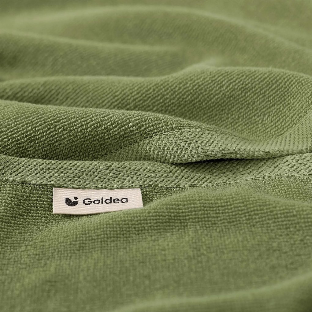 Goldea bordűr nélküli frottír törölköző és fürdőlepedő soft – olivaszínű 30 x 50 cm