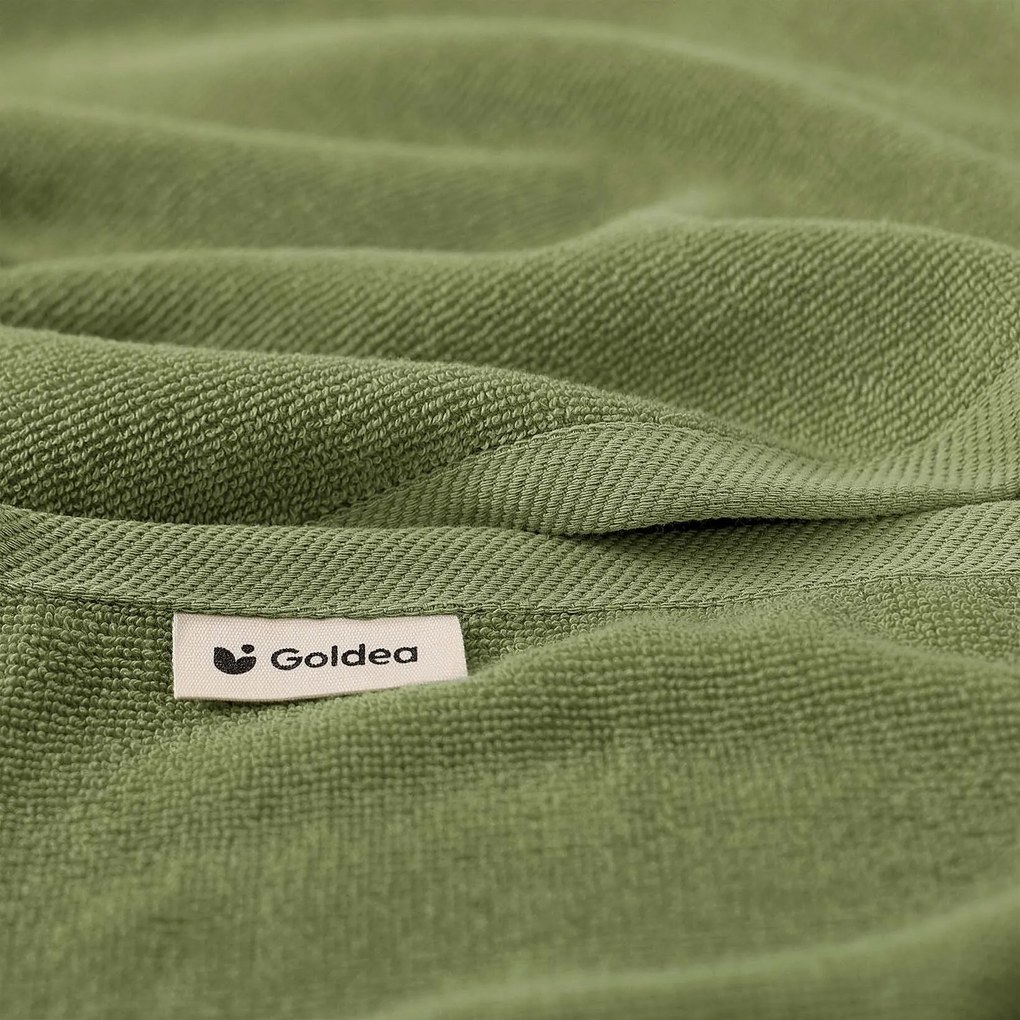 Goldea bordűr nélküli frottír törölköző és fürdőlepedő soft – olivaszínű 70 x 140 cm