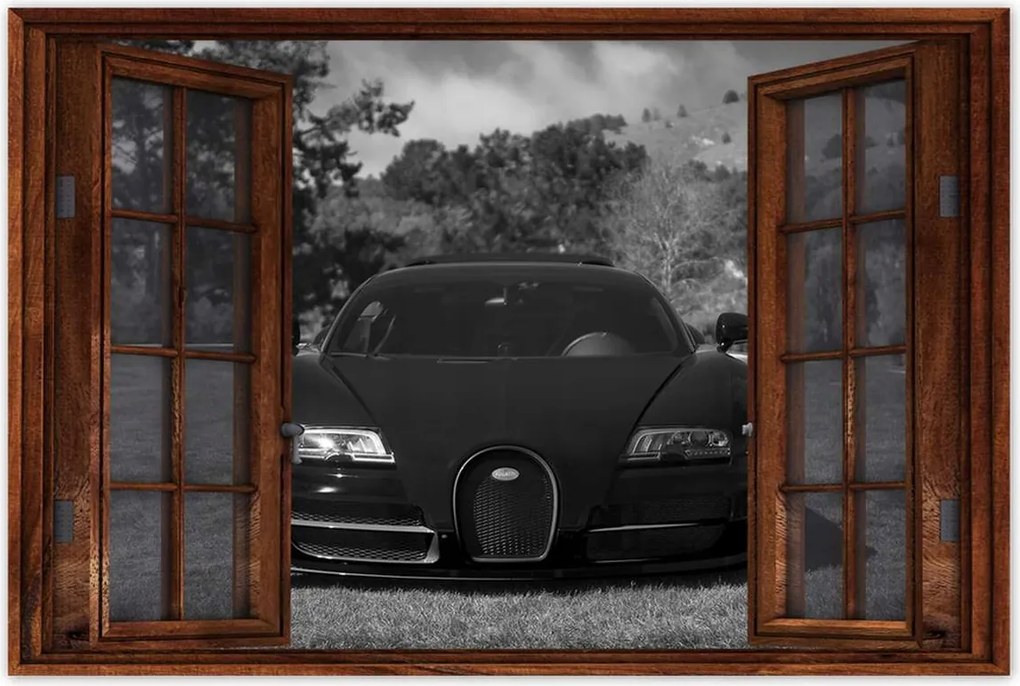 Poszter 90x60 Fekete Bugatti Autó