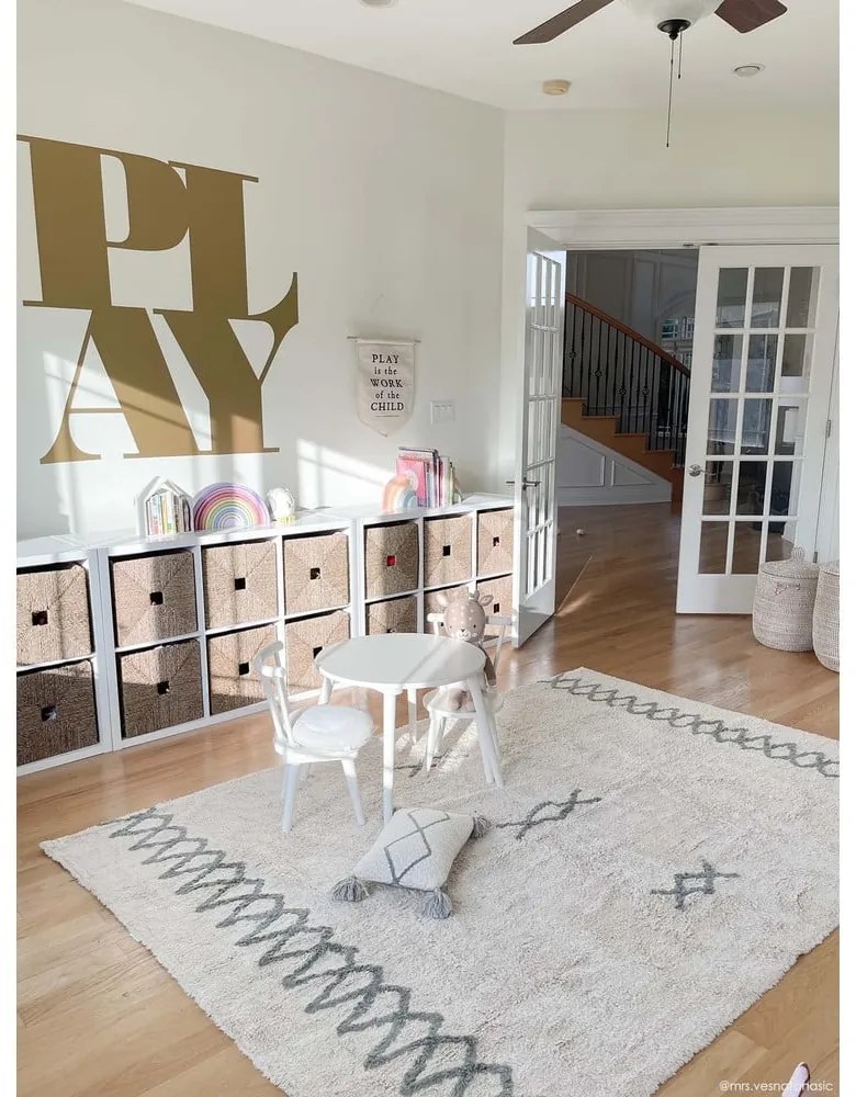 Kék-krémszínű mosható kézi szövésű pamut szőnyeg 170x240 cm Atlas Natural – Lorena Canals