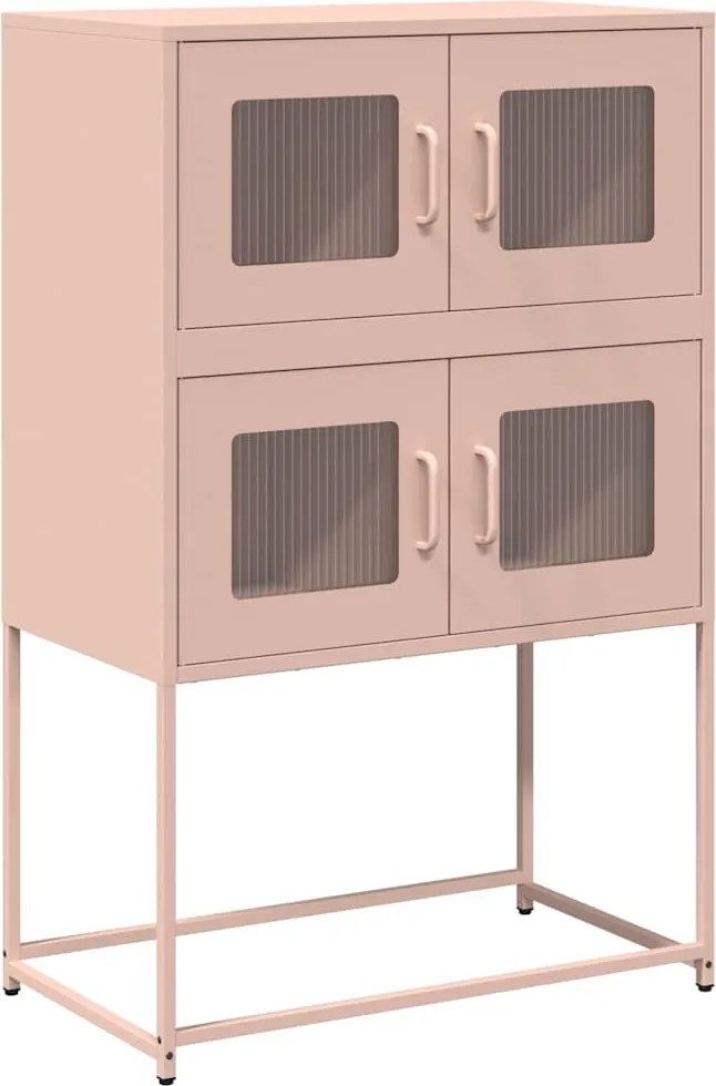 vidaXL Highboard rózsaszín 68x39x107 cm Acél