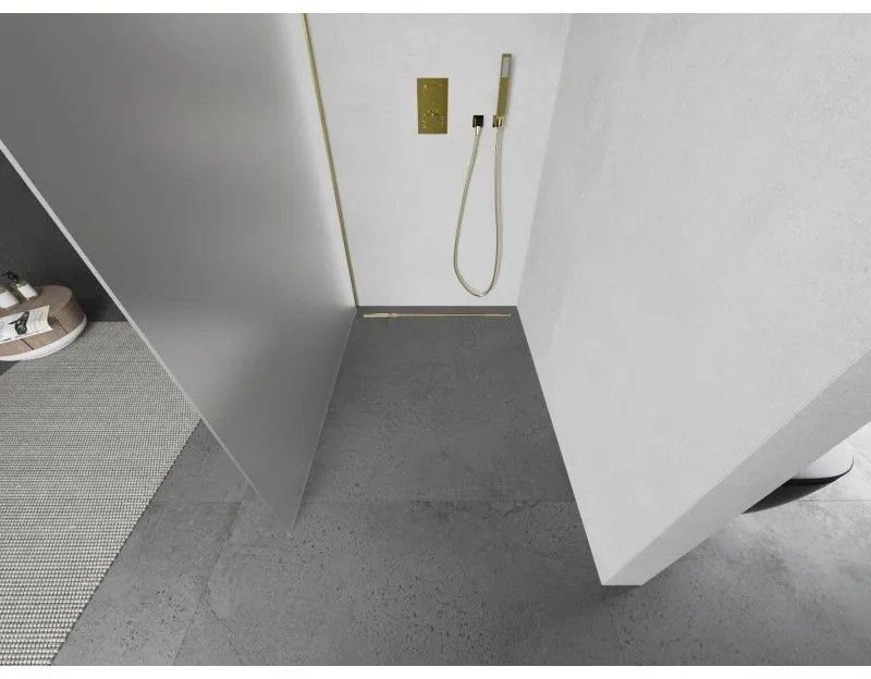 Mexen Kioto zuhanyparaván 110x200 cm 8 mm, arany profil, üveg fagyhatás, 800-110-101-50-30