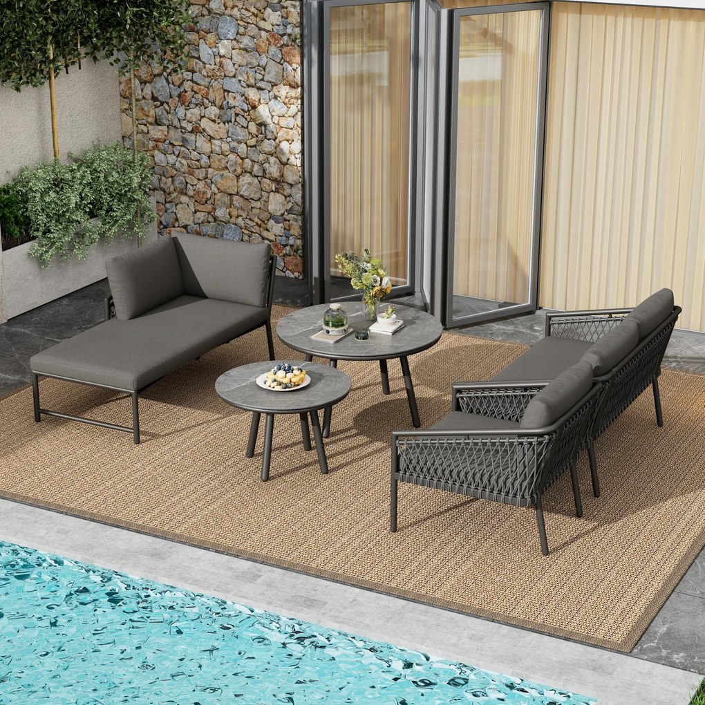 Kerti szék szett Kerti kanapé Ülőfelület asztal szürke