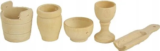 Fa betlehem dekorációs edények- 5 részes, 11-18cm magas figurákhoz