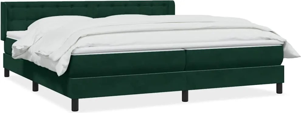 vidaXL sötétzöld bársony rugós ágy matraccal 180x220 cm