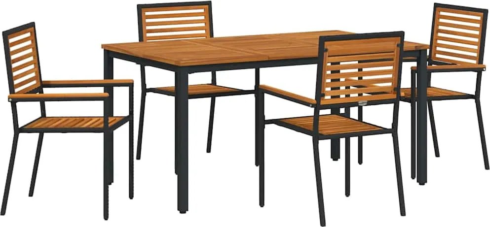 vidaXL Kert étkező szett 5 pcs Fekete és Barna polirattan