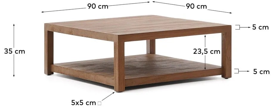 Natúr színű teakfa dohányzóasztal 90x90 cm Sashi – Kave Home