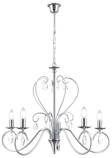 Orion LU 1658/5 - Kristály csillár láncon ALESSIA 5xE14/40W/230V fényezett króm