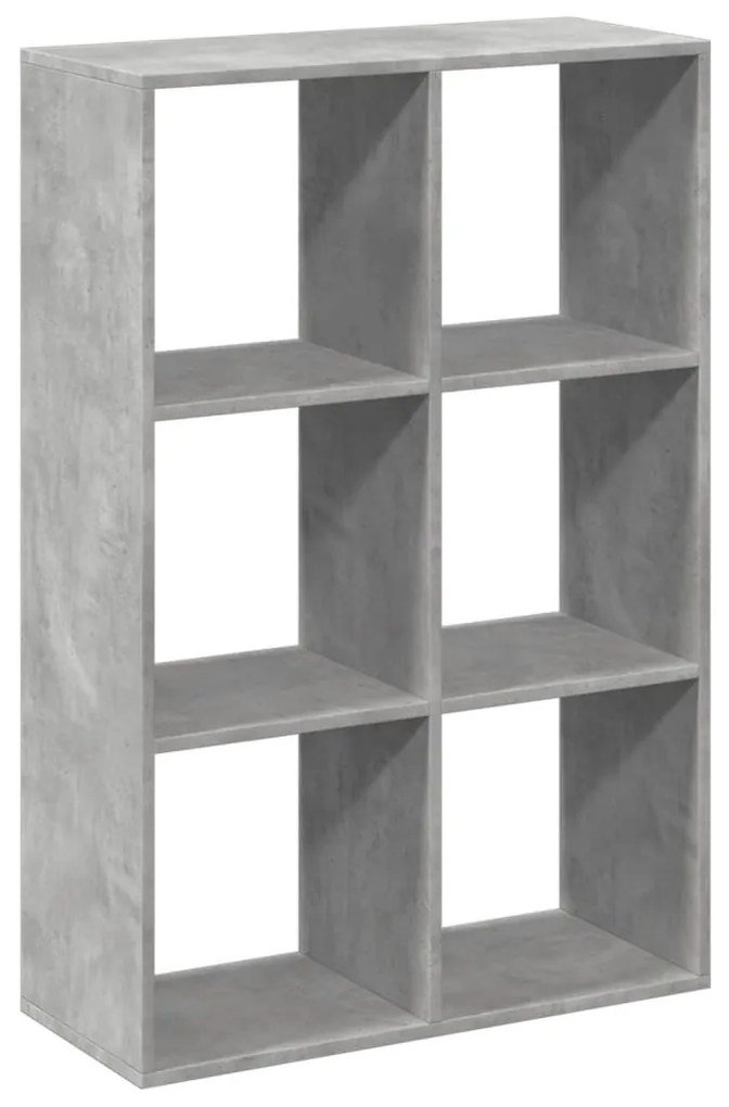 betonszürke szerelt fa elválasztó könyvespolc 69,5x29x103,5 cm