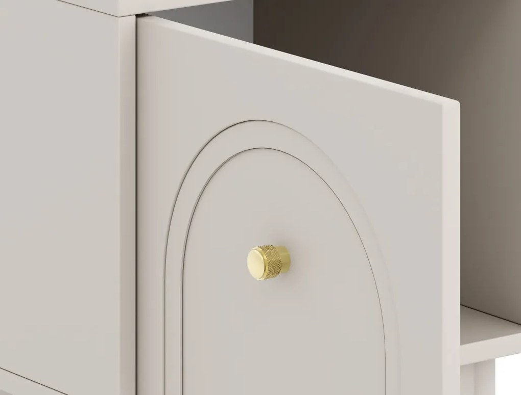 Éjjeliszekrény 1 ajtós kasmír színben arany fogantyúkkal – MAZOMA
