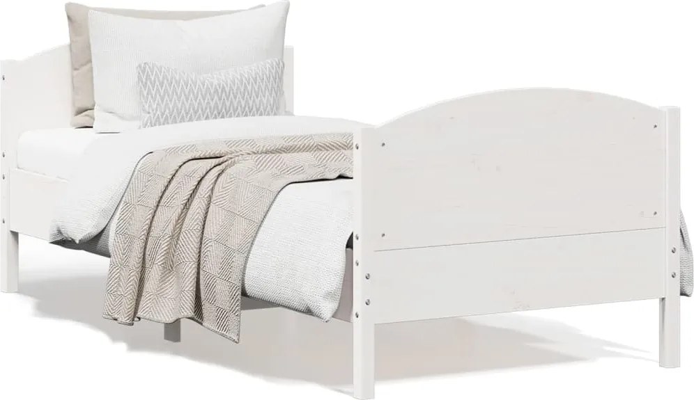 vidaXL fehér tömör fenyőfa ágykeret matrac nélkül 90 x 190 cm