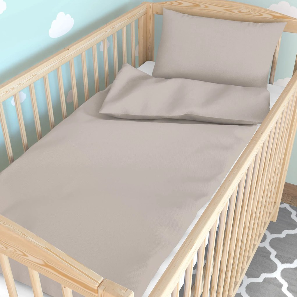 Goldea gyermek pamut ágyneműhuzat kiságyba - szürkésbarna 90 x 120 és 40 x 60 cm