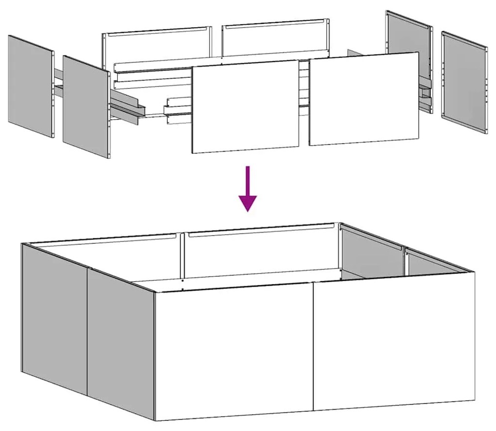 antracitszürke acél növénytartó 80x80x30 cm