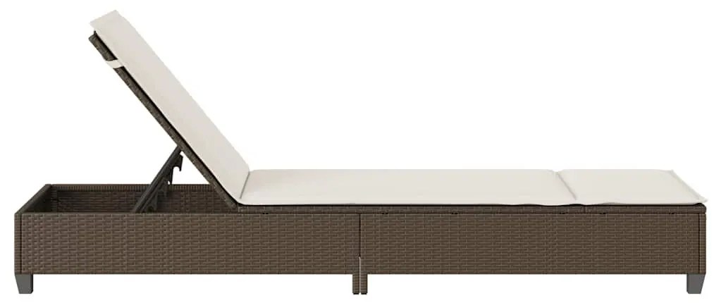 barna polyrattan napozóágy párnákkal 55x200x25,5 cm