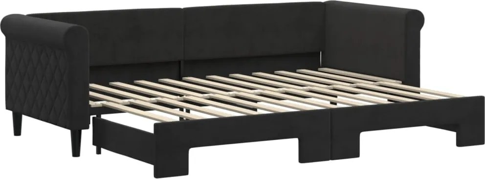 vidaXL fekete kihúzható bársony heverő 80 x 200 cm
