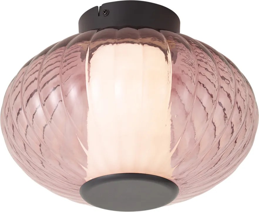 Design mennyezeti lámpa fekete 28 cm lila üveggel, LED-del, 3 lépésben dimmelhető - Margherite
