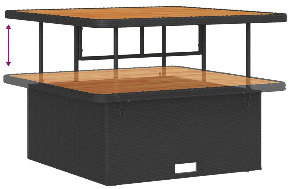 12 darabos kerti kanapészett párnákkal fekete poly rattan akáciával