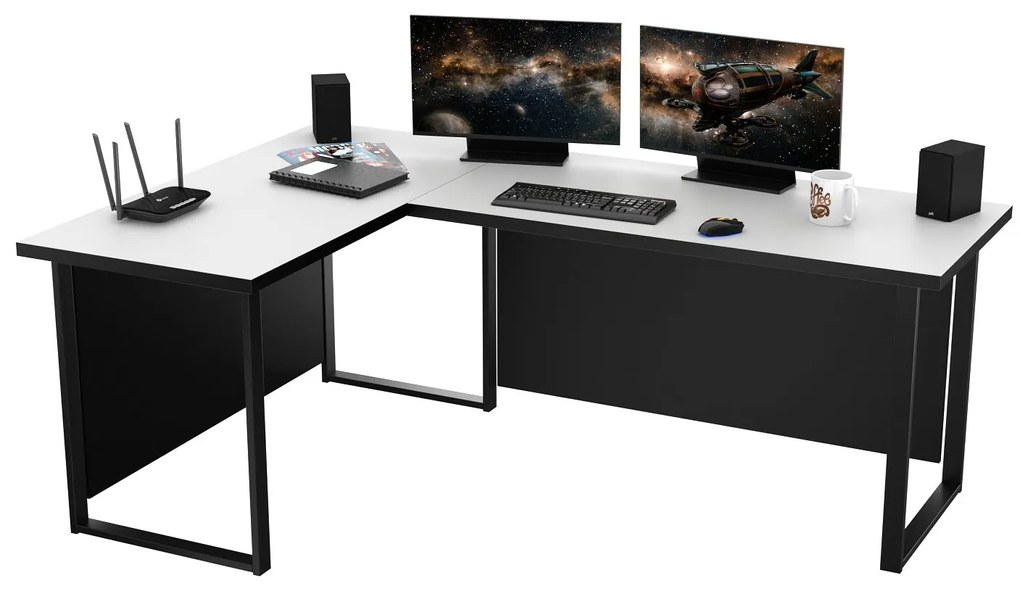 Sarok PC asztal Vintid (fehér + fekete). 1054976
