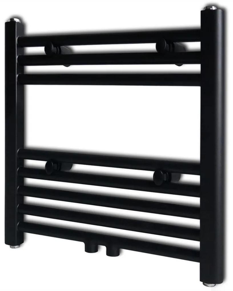 vidaXL Fekete fürdőszobai törölközőszárító radiátor központi fűtéssel egyenes 480 x 480 mm
