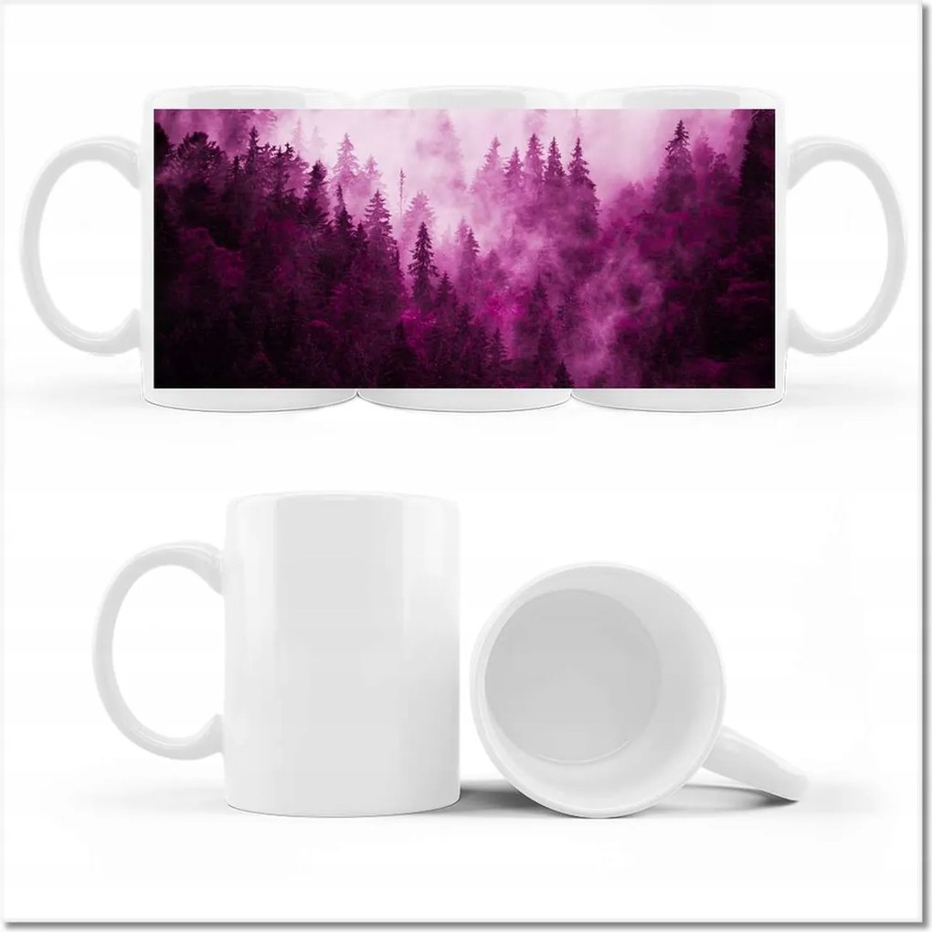 Fényképes bögre Tájkép Rózsák Hegyek Köd