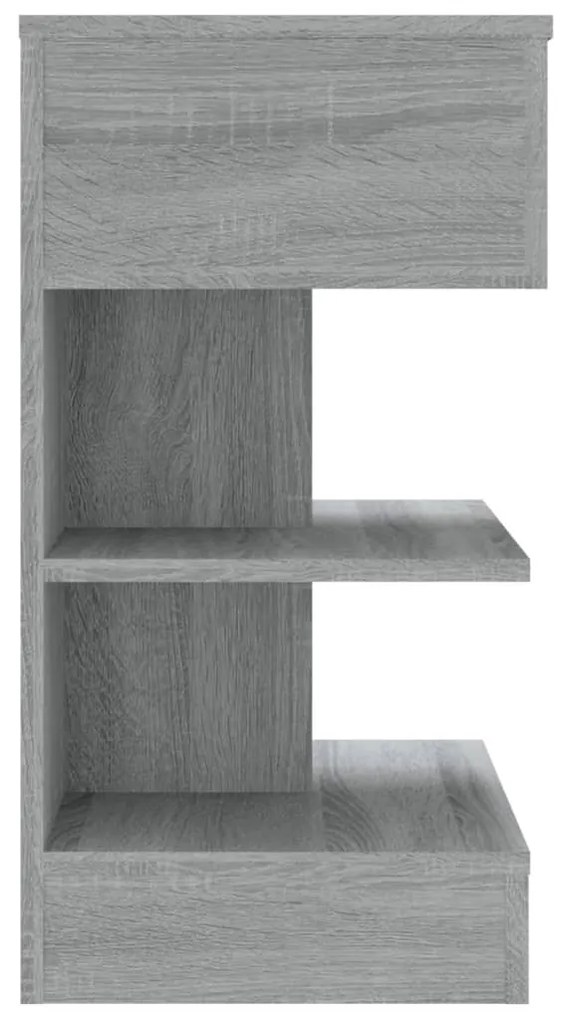 Szürke sonoma színű szerelt fa éjjeliszekrény 40 x 35 x 65 cm