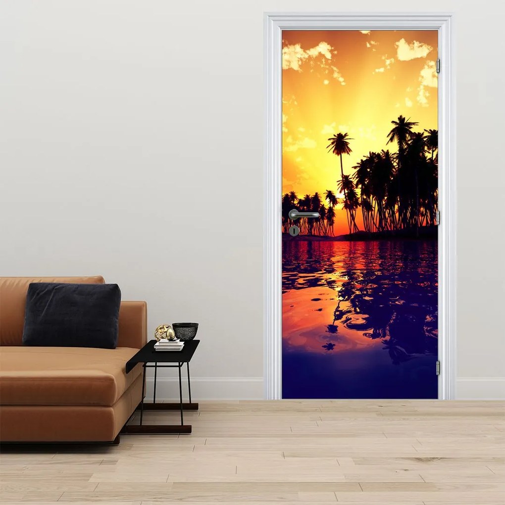 Fotótapéta ajtóra - Sziget naplementekor (95x205cm)