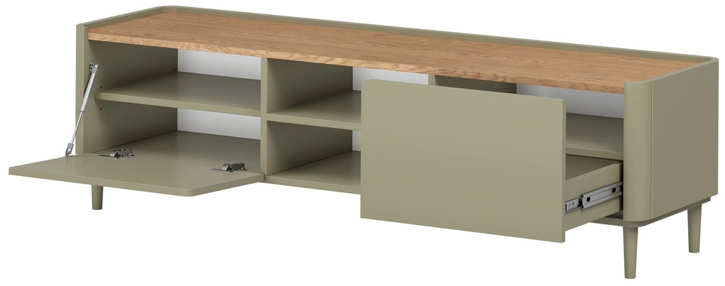 Elivo TV állvány 170 cm fém lábakon - eukaliptusz / baltic dune tölgy