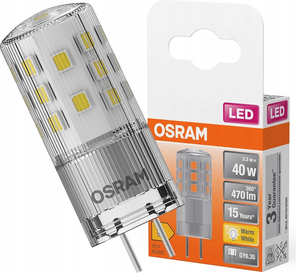 Led izzó GY6,35 Kapszula 3,3W 40W 470lm 2700K Meleg 320° 12V Osram
