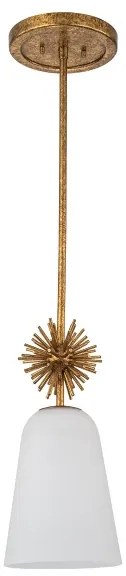 Quoizel STARING-MP-DG-OPAL-Csillár rúdon STARING 1xE27/40W/230V átm. 18,4 cm arany/fehér
