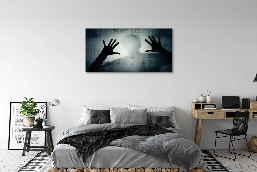 Canvas képek Árnyék kezek és a fej formáját 125x50 cm