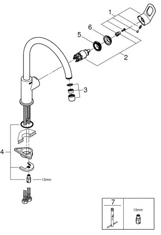 GROHE 31368000 - BAULOOP konyhai mosogató csaptelep, 332 mm, fényes króm