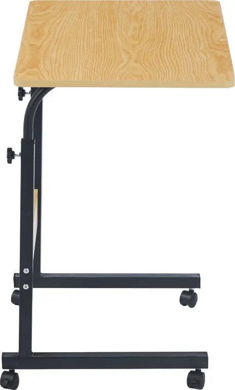 Állítható PC asztal kerekekkel, tölgy/fekete, JUSTUS
