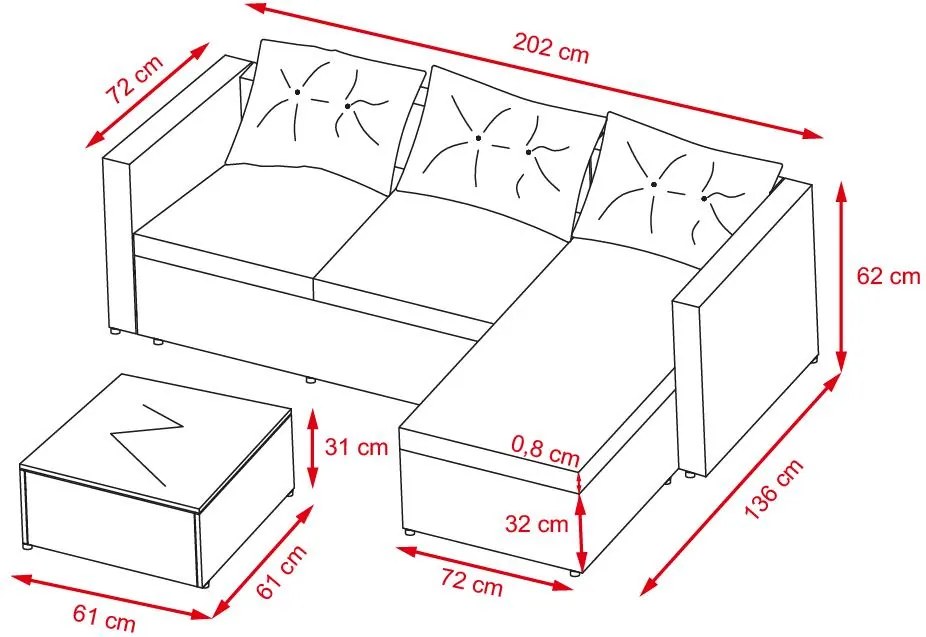 Avenberg ELISE rattan sarokgarnitúra - barna/bézs