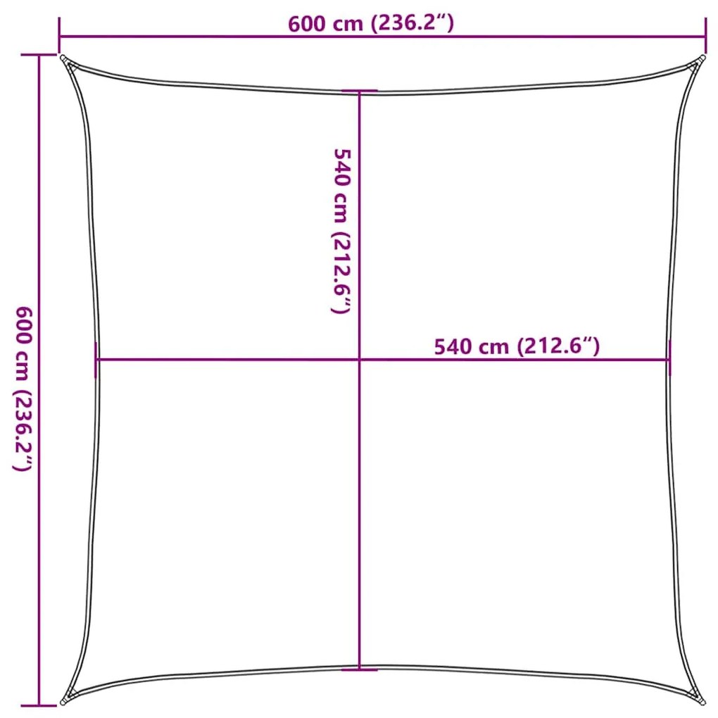 bézs HDPE napvitorla 160 g/m² 6 x 6 m