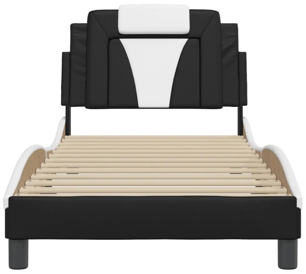 fekete és fehér műbőr ágykeret Viana matrac nélkül 80 x 200 cm