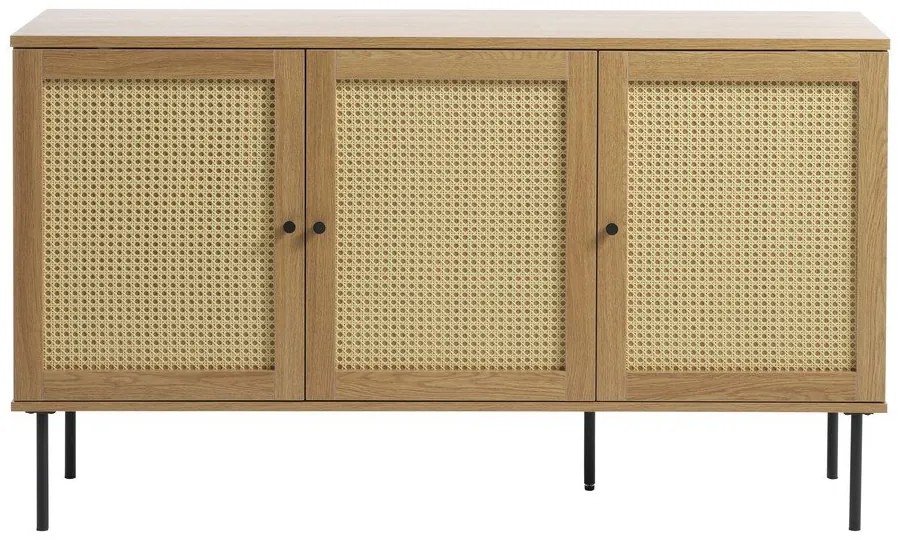 Natúr színű alacsony komód tölgyfa dekorral 140x80 cm Pensacola – Unique Furniture