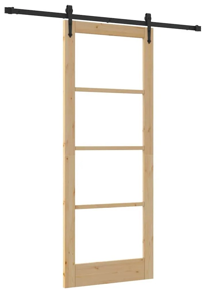 Egyszerű Csúszó Ajtó Barna 83 x 211 cm Fa és fém