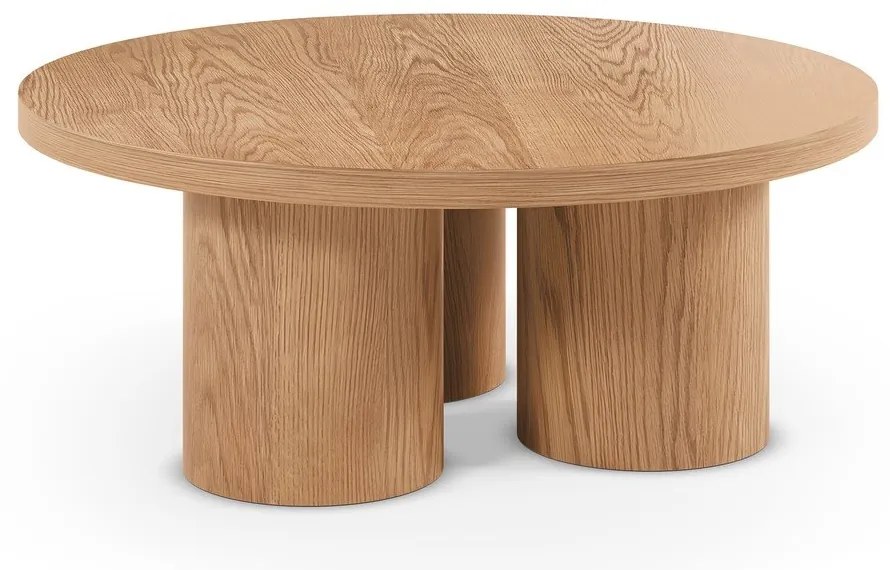 Natúr színű kerek dohányzóasztal tölgyfa dekorral ø 100 cm Arancha – MOME