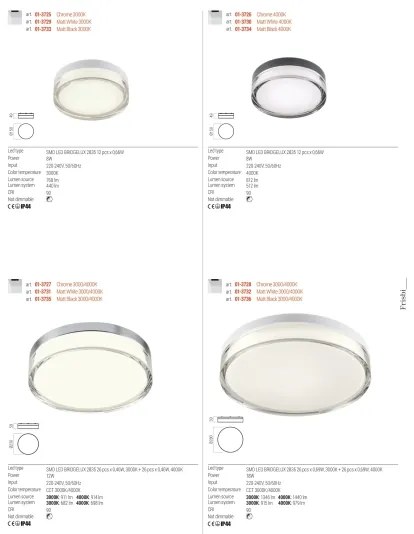 Redo 01-3725 - FRISBI LED mennyezeti lámpa LED/8W/230V IP44 króm