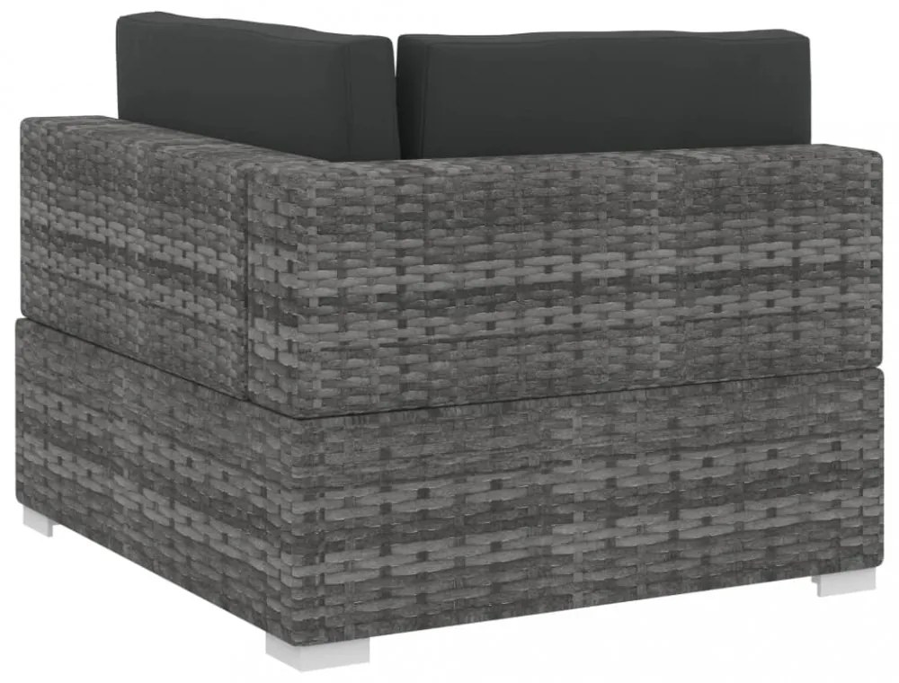 3 részes szürke polyrattan kerti kanapészett párnákkal