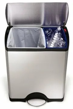 Simplehuman Téglalap alakú pedálos kuka szelektívhulladékgyűjtéshez 46 l, acél