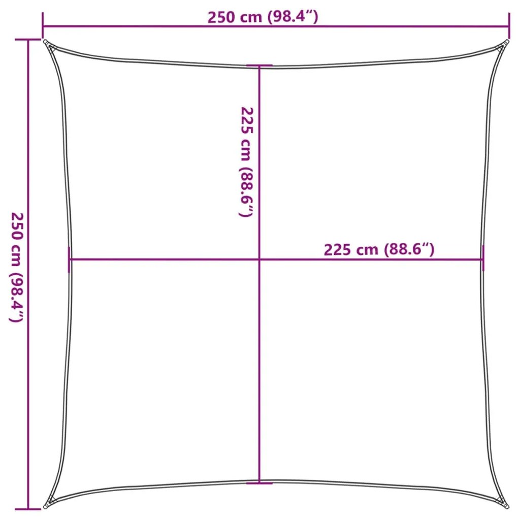 világoszöld HDPE napvitorla 160 g/m² 2,5 x 2,5 m