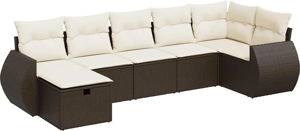 vidaXL 7 részes barna polyrattan kerti ülőgarnitúra párnákkal