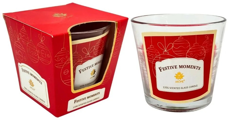 Arome Festive Moments gyertya üvegben, 120 g