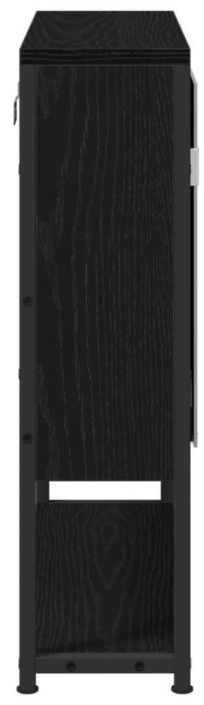 Fürdőszoba Tükör Szekrény Fekete Tölgy 60x16x60 cm Műanyag fóliás MDF